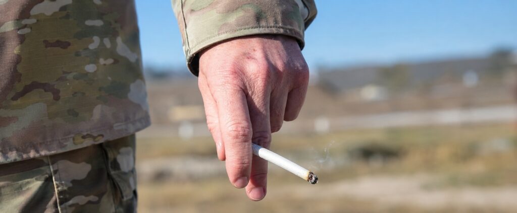 military tobacco use in the WW II 1943 tobacco Cigarettes