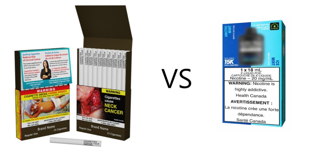 vape health warning label vs cigarette warning