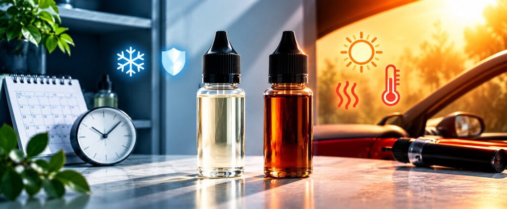the state of e-liquid under different storage conditions