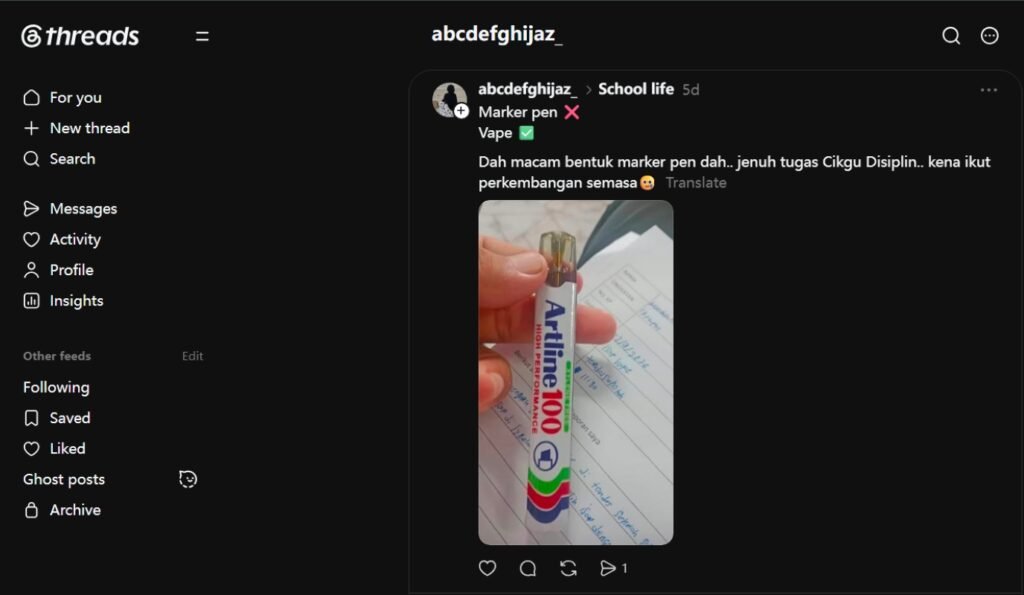 thread on vape disguised as marker pen