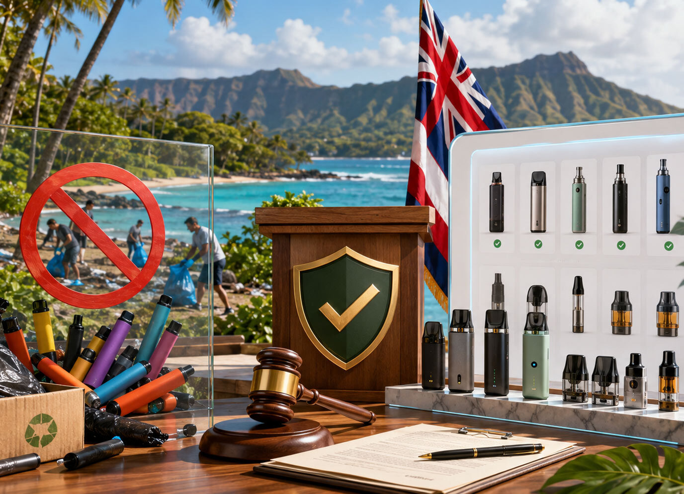 Hawaii Disposable Vape Ban Starts January 1, 2027, Establishing FDA-Compliant Vape Product Directory